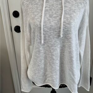 Eileen Fisher Organic White Cotton Linen SlubHooded Top XS